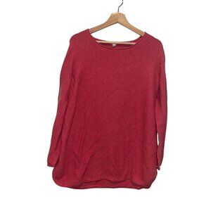 Eileen Fisher Red Long-Sleeve Knit Top XL 100% Cotton Womens Casual Wear
